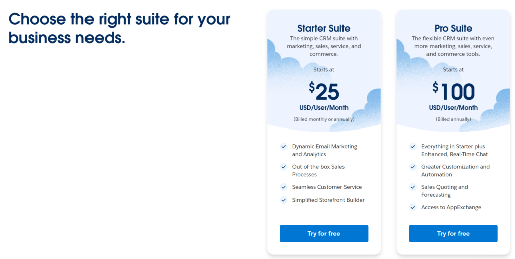 best crm for consultants: Salesforce pricing