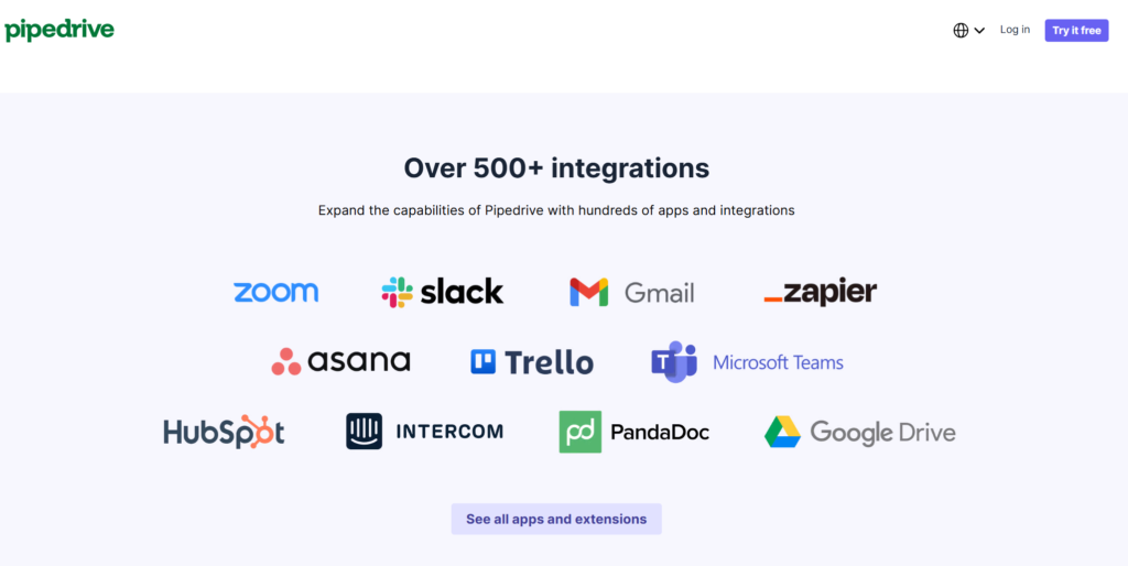 best CRM for consultants: Pipedrive integrations
